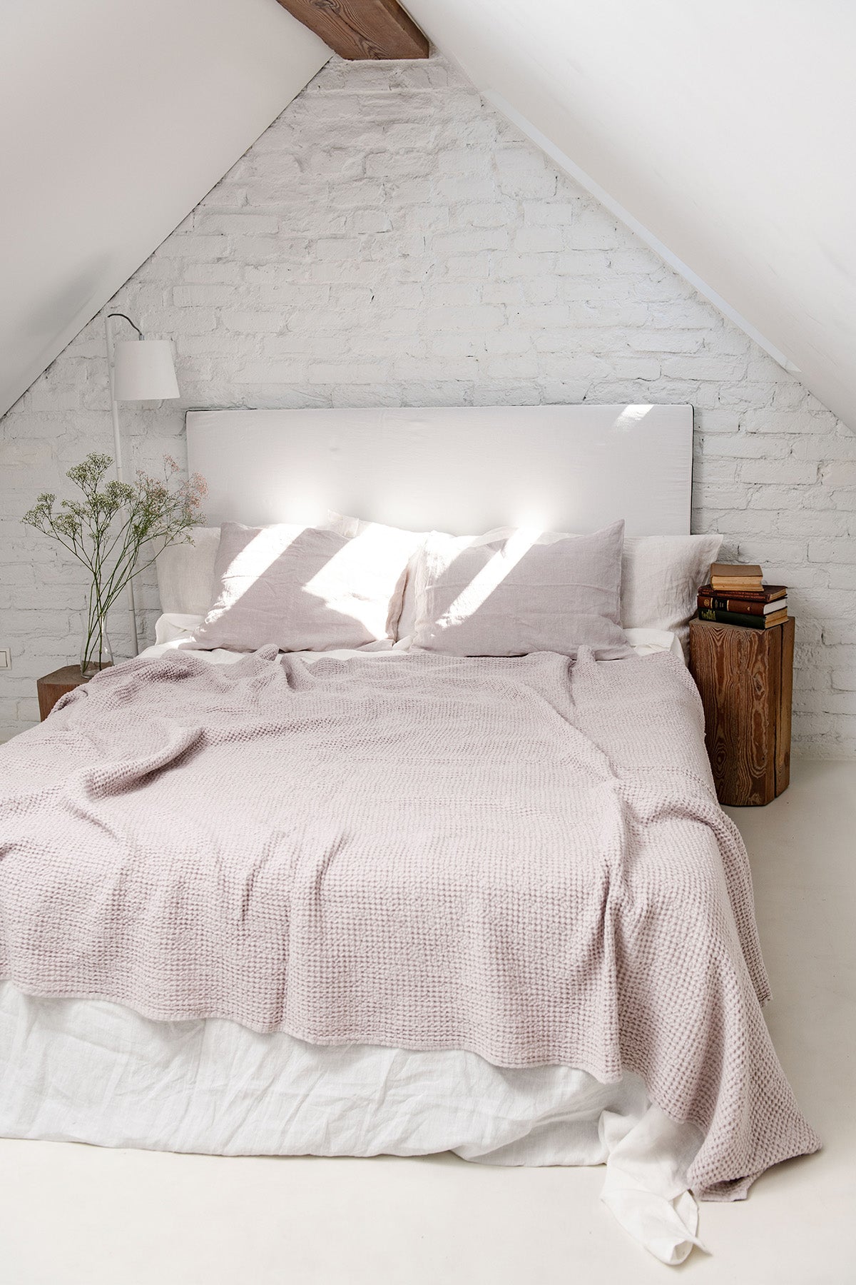 Linen waffle blanket in Cream - Her Linen