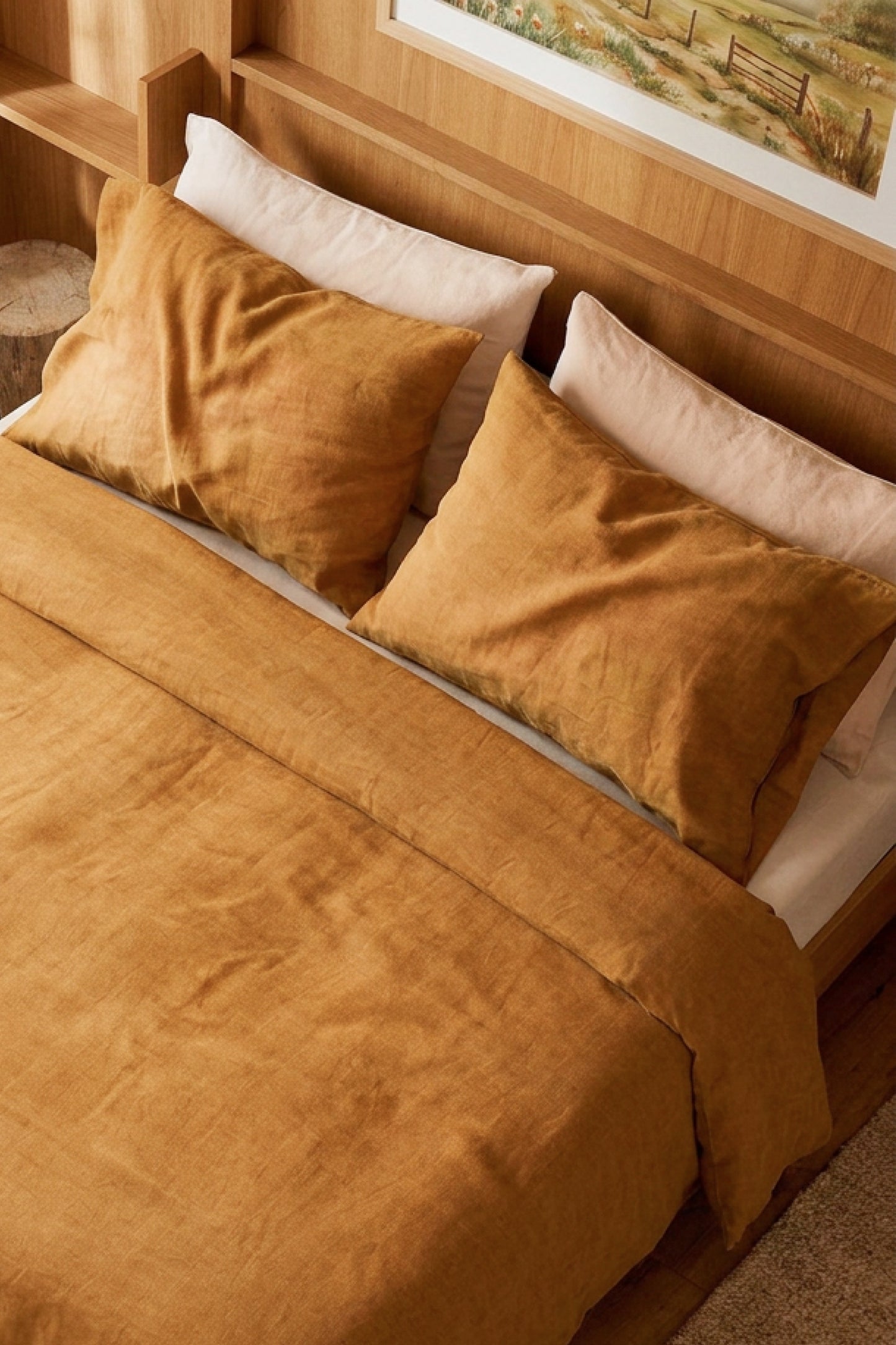 Linen bedding set in Amber