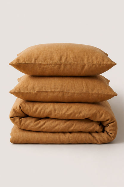 Linen bedding set in Amber