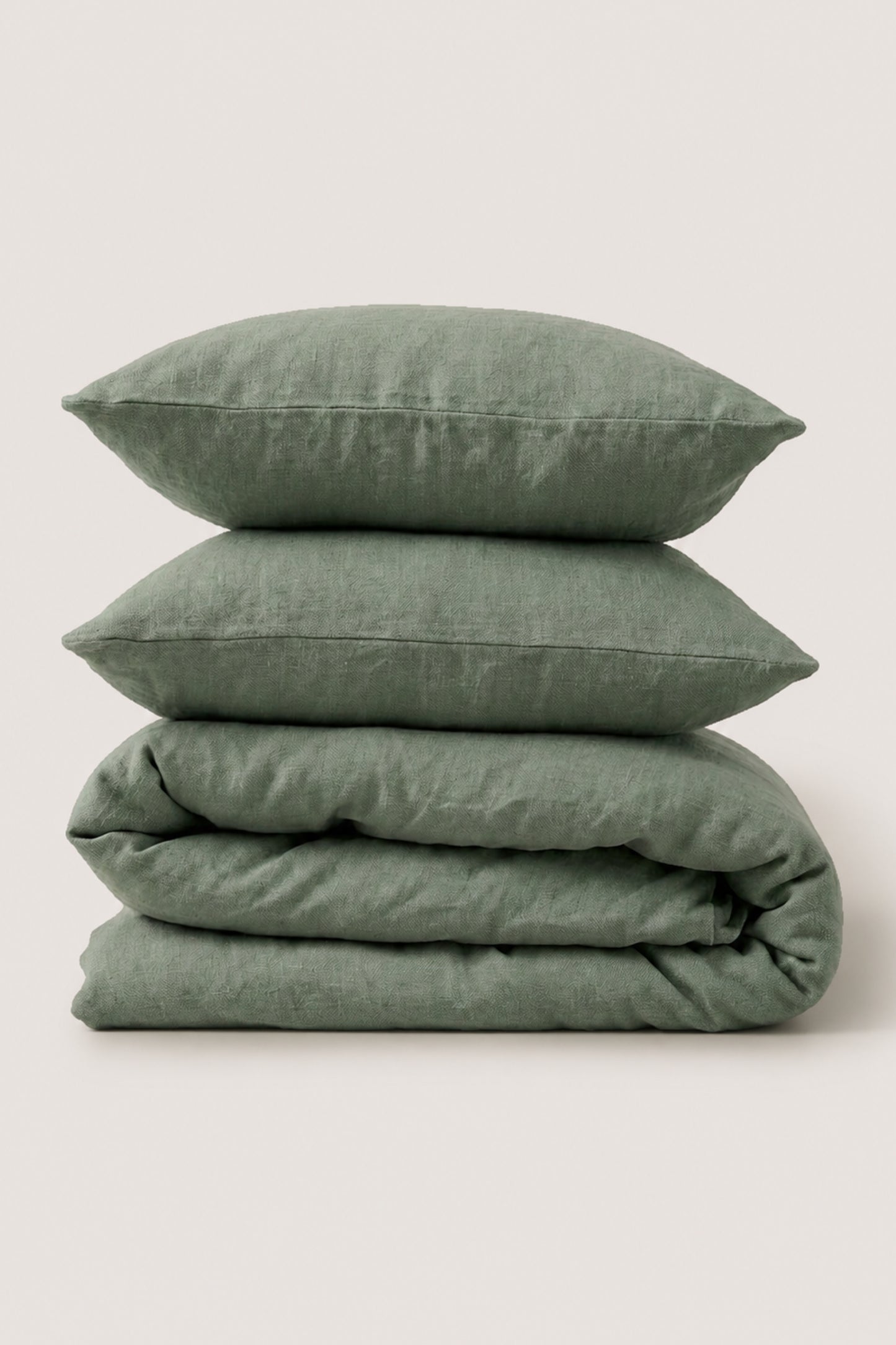 Linen bedding set in Garden Green