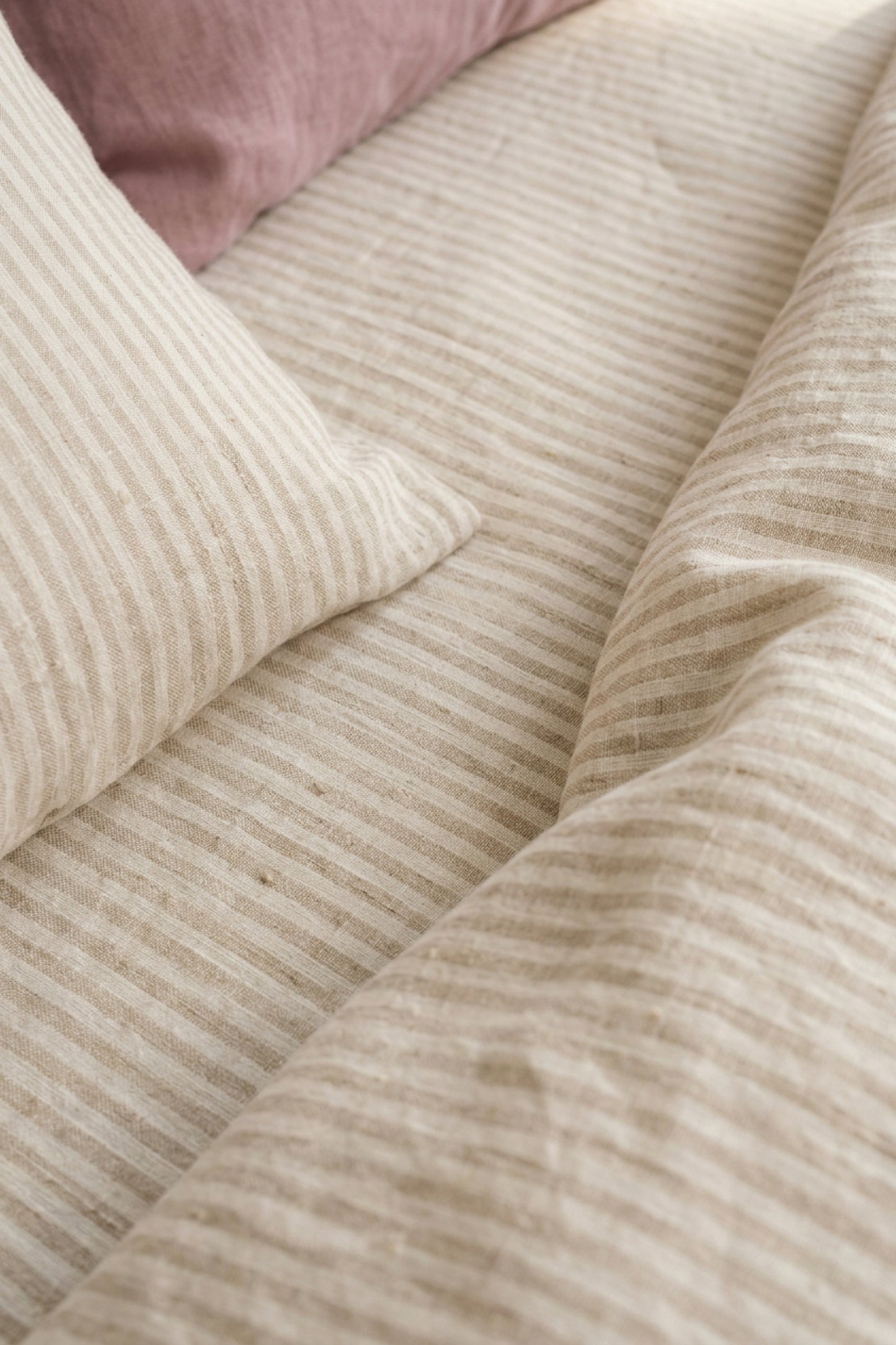 Linen sheets set in Beige Striped