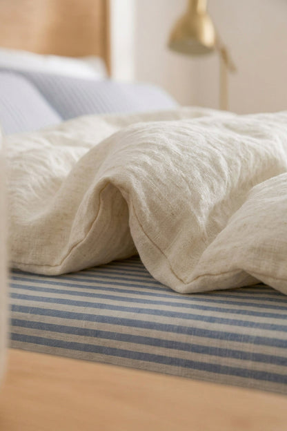 Linen sheets set in Blue Striped