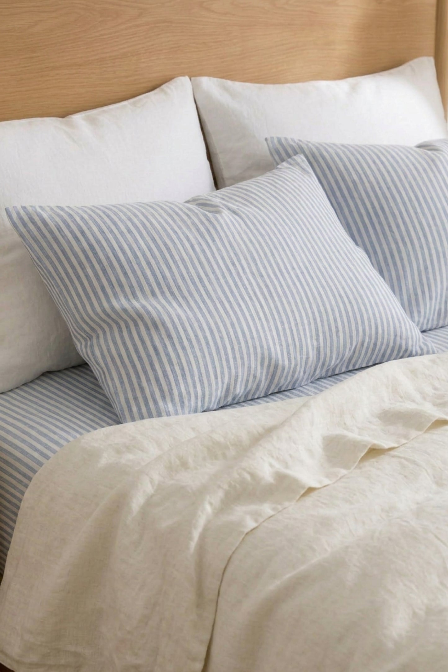 Linen sheets set in Blue Striped