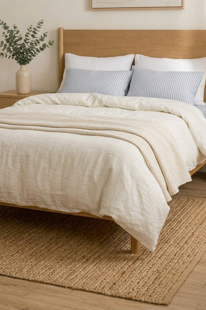 Linen sheets set in Blue Striped