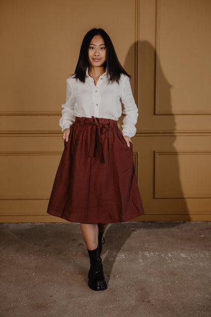Bergen mid-length linen skirt - Her Linen
