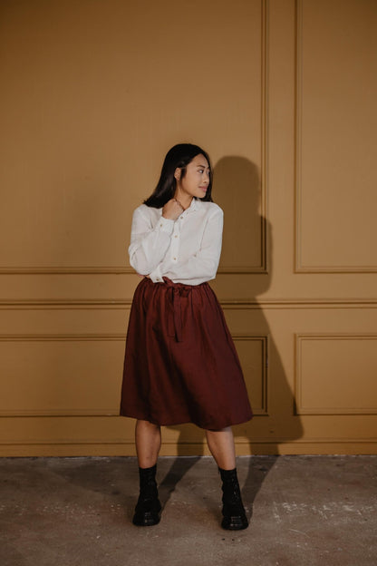 Bergen mid-length linen skirt - Her Linen