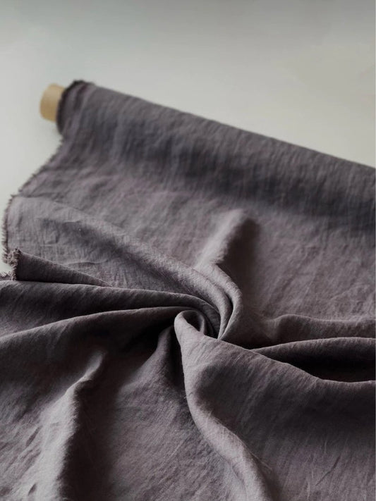 Charcoal 95" / 240 cm linen fabric - Her Linen