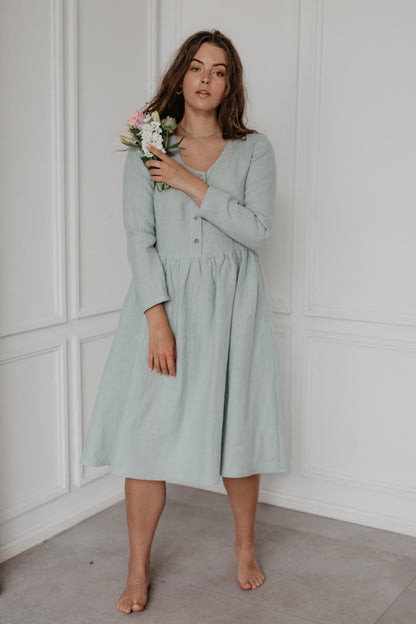 Lapland mid-length linen dress - Her Linen