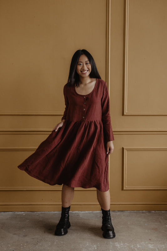 Lapland mid-length linen dress - Her Linen