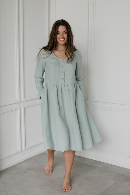 Lapland mid-length linen dress - Her Linen