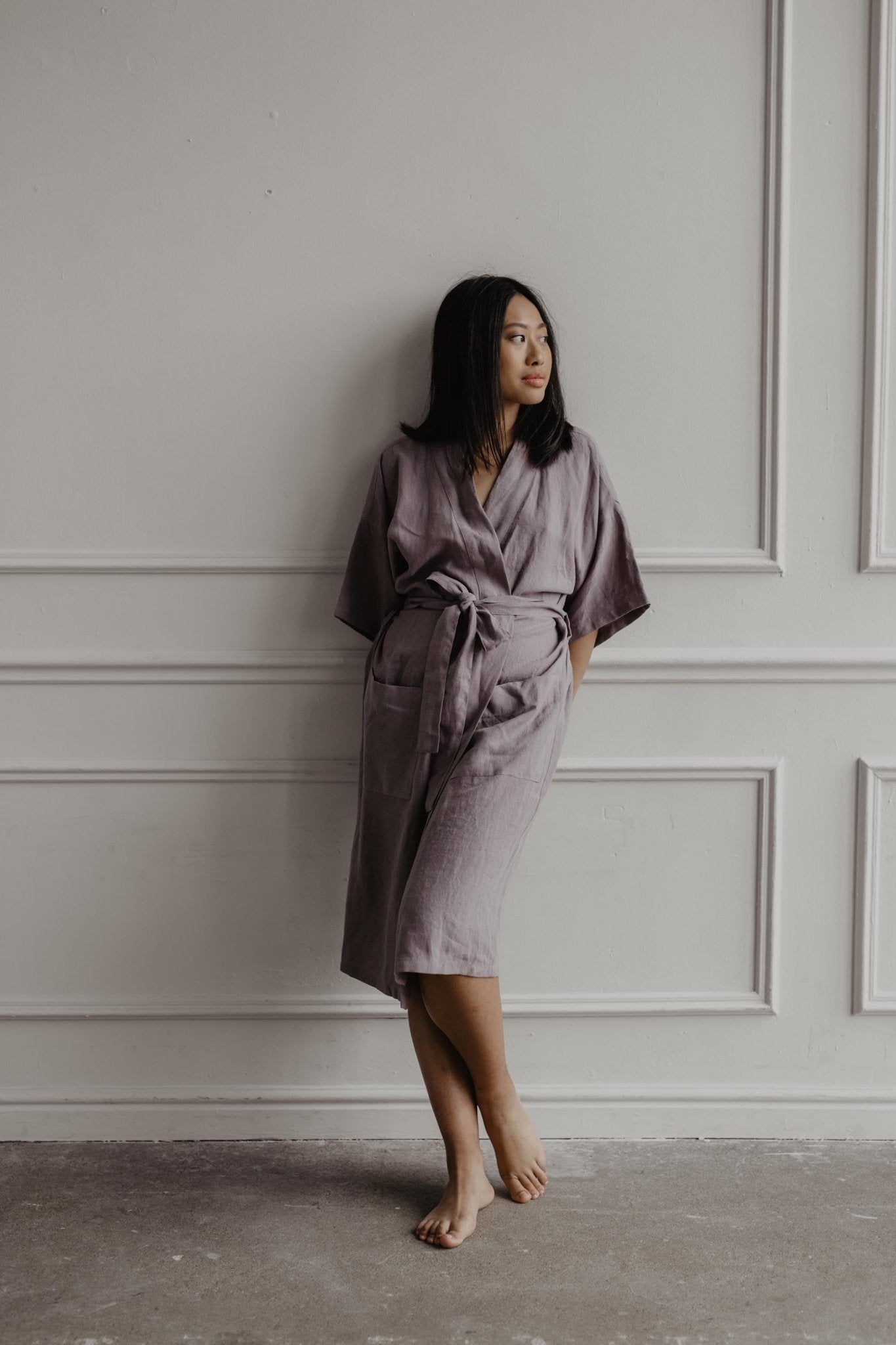 Linen bathrobe Midnight - Her Linen