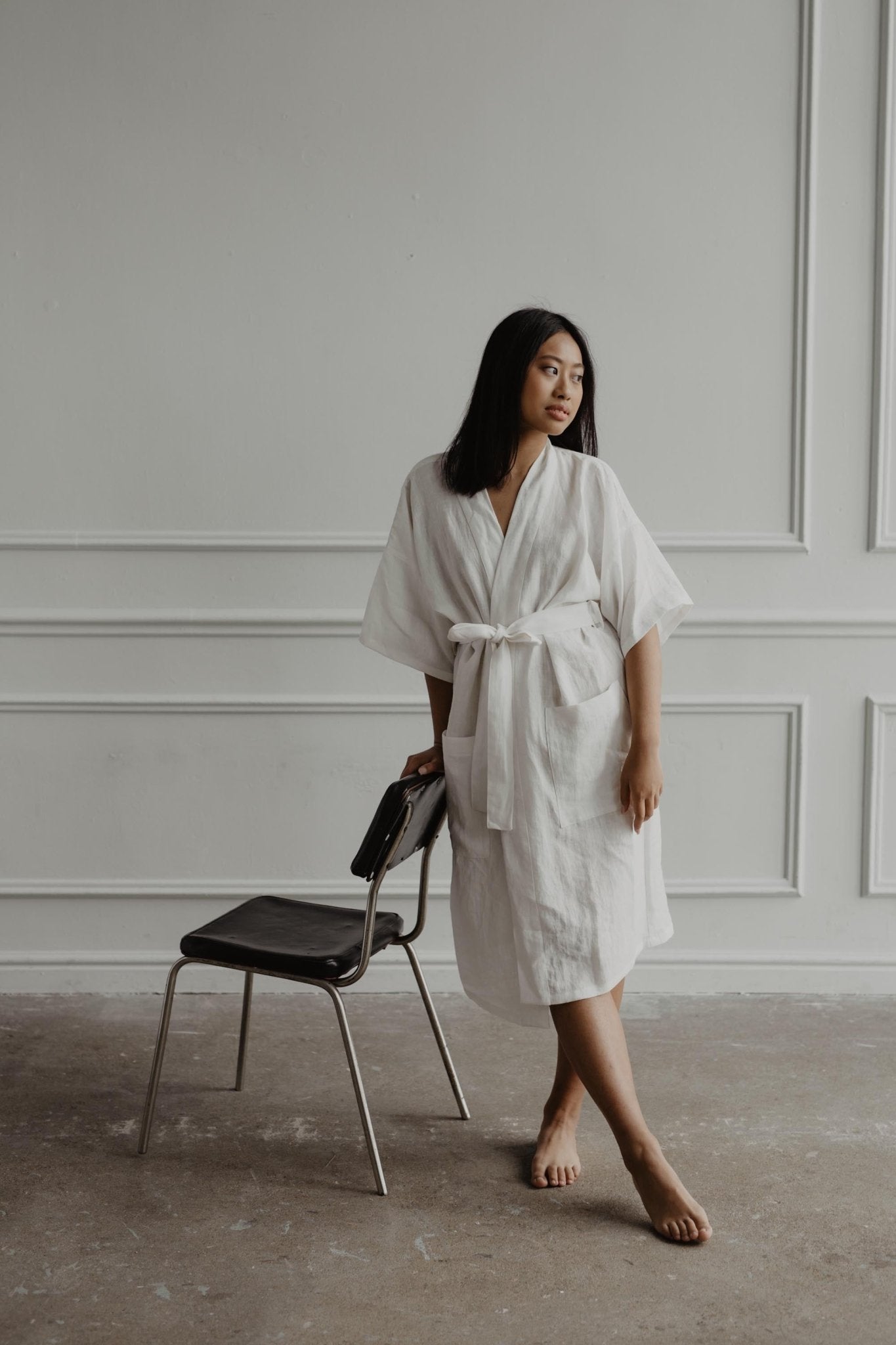 Linen bathrobe Midnight - Her Linen