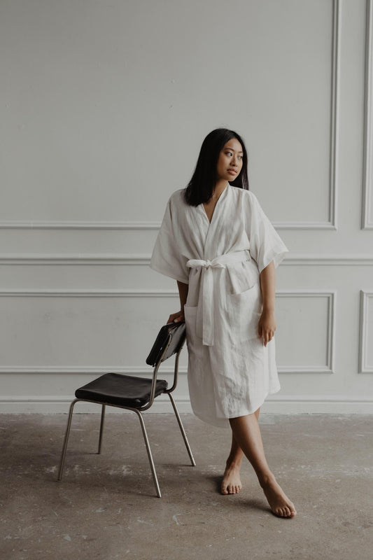Linen bathrobe Midnight - Her Linen