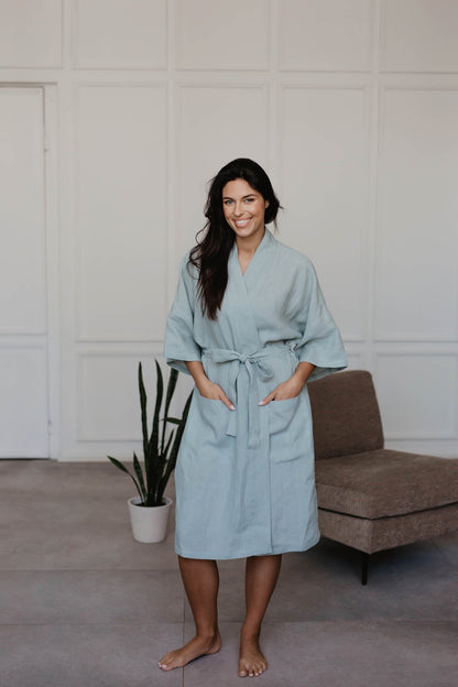 Linen bathrobe Midnight - Her Linen