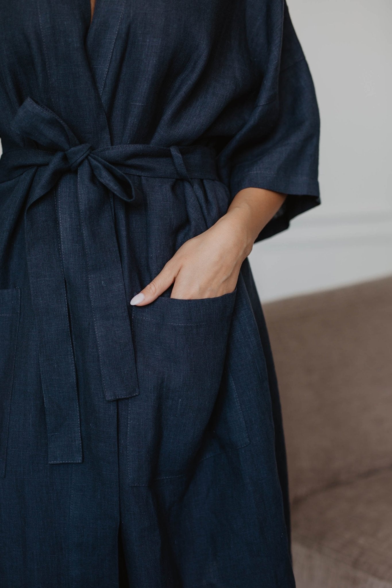 Linen bathrobe Midnight - Her Linen