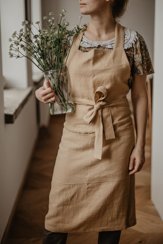 Linen bib apron - Her Linen