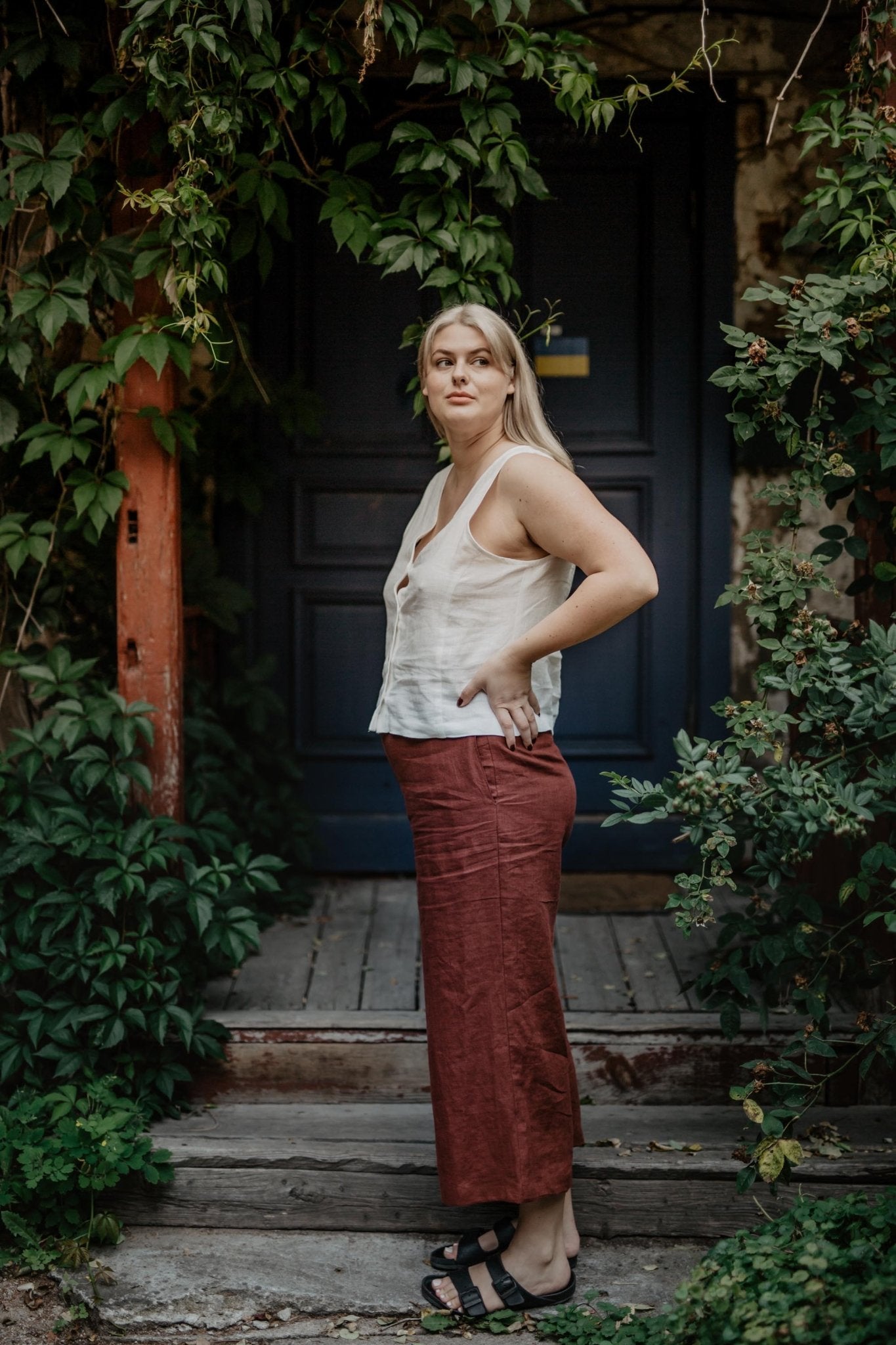 Linen button top Tunis - Her Linen