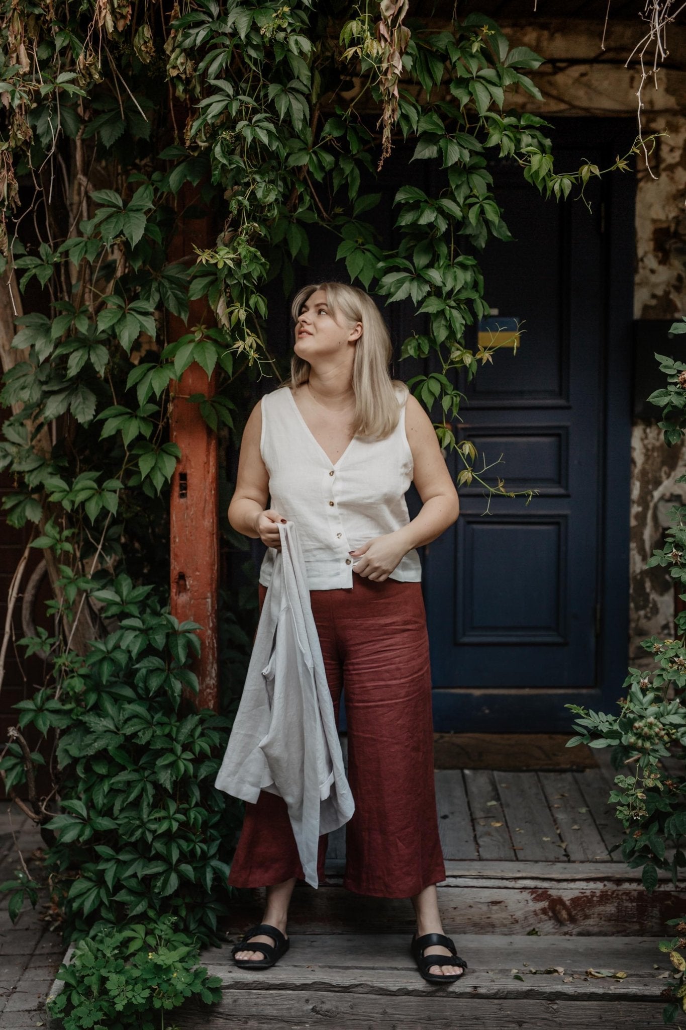 Linen button top Tunis - Her Linen