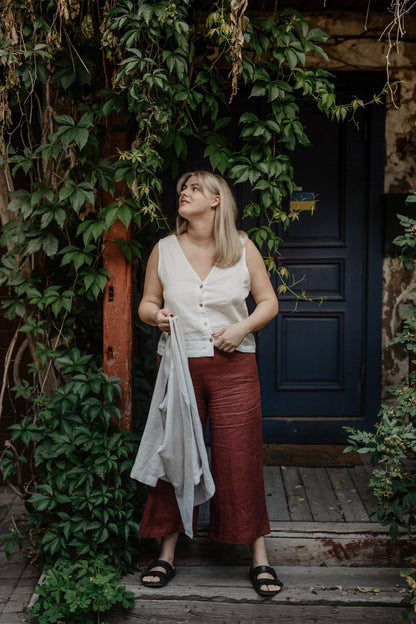 Linen button top Tunis - Her Linen