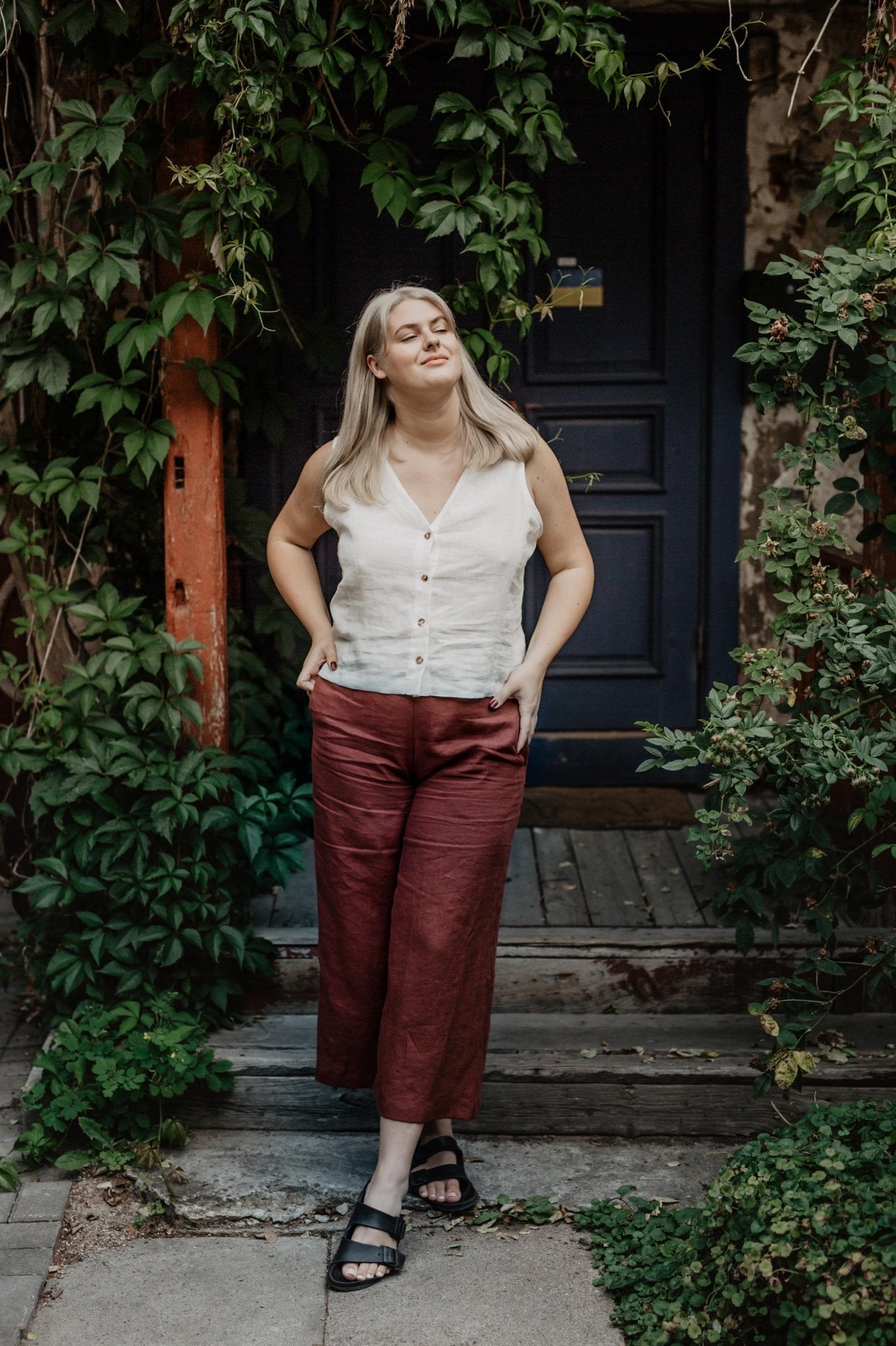 Linen button top Tunis - Her Linen