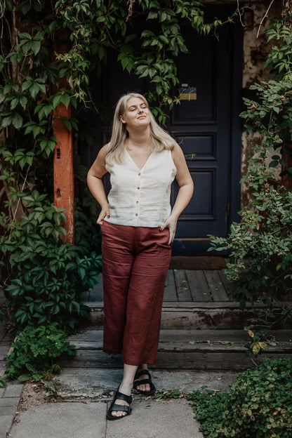 Linen button top Tunis - Her Linen