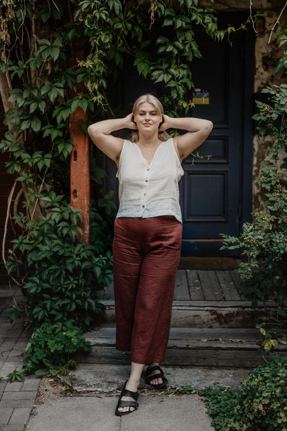 Linen button top Tunis - Her Linen