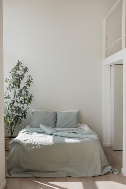 Linen duvet cover in Sage Green - Her Linen