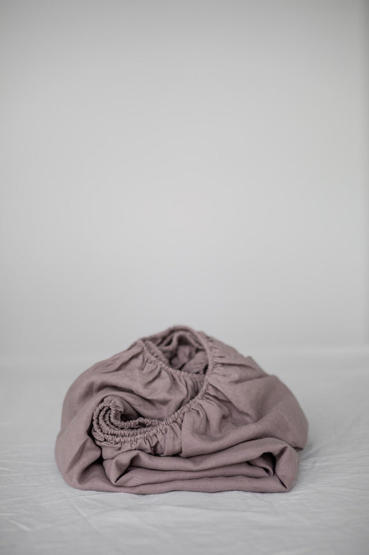 Linen fitted sheet in Rosy Brown - Her Linen
