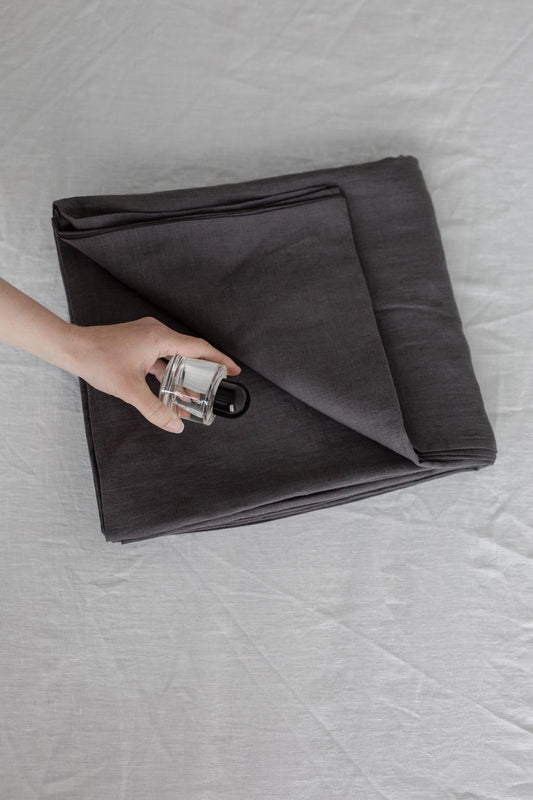Linen flat sheet in Charcoal - Her Linen