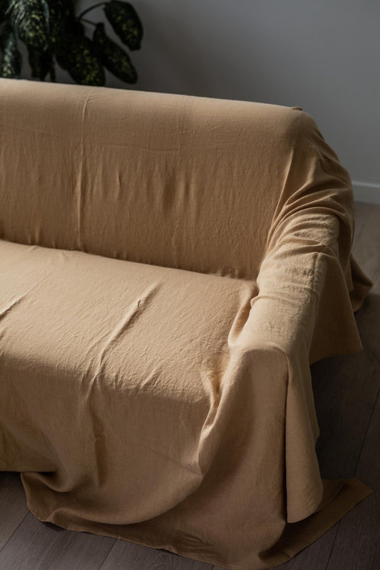 Linen flat sheet in Mustard - Her Linen