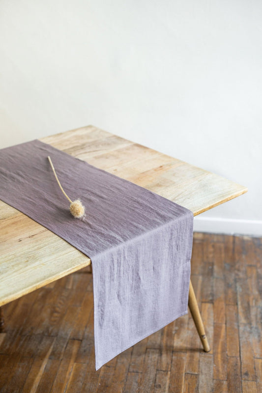 Linen table runner in Dusty Lavender - Her Linen