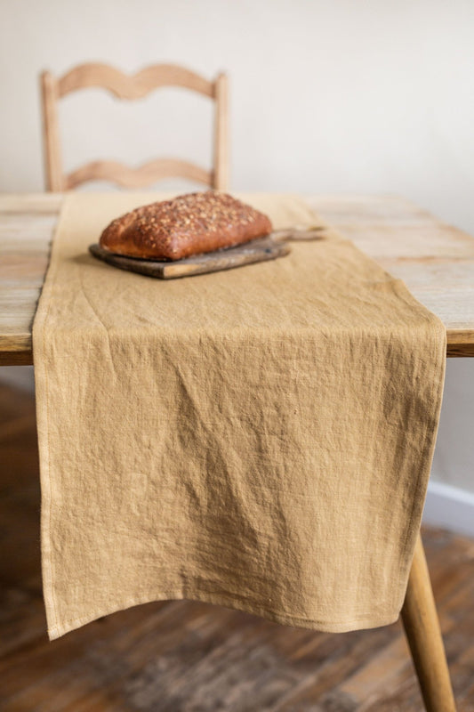 Linen table runner in Mustard - Her Linen