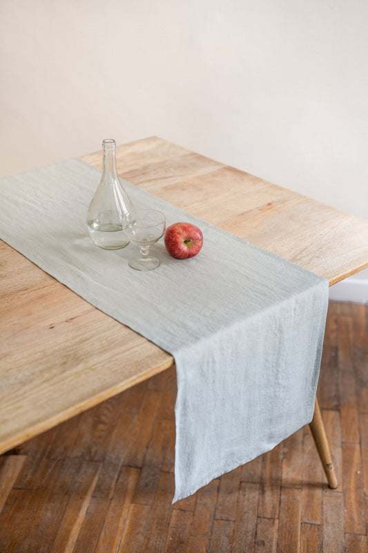 Linen table runner in Sage Green - Her Linen