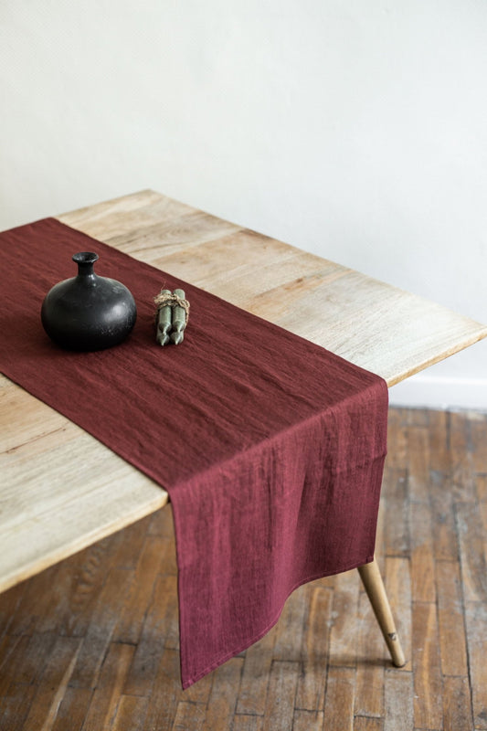 Linen table runner in Terracotta - Her Linen