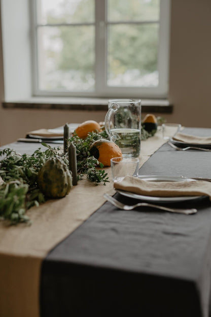 Linen tablecloth in Charcoal - Her Linen