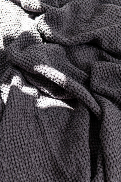 Linen waffle blanket in Charcoal - Her Linen