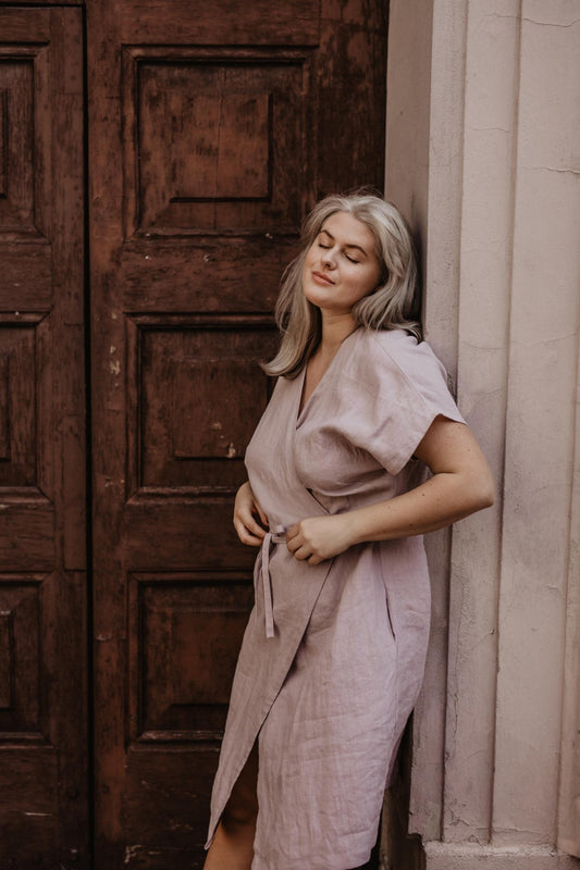 Linen wrap dress Rome - Her Linen