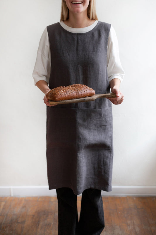 Pinafore linen apron - Her Linen