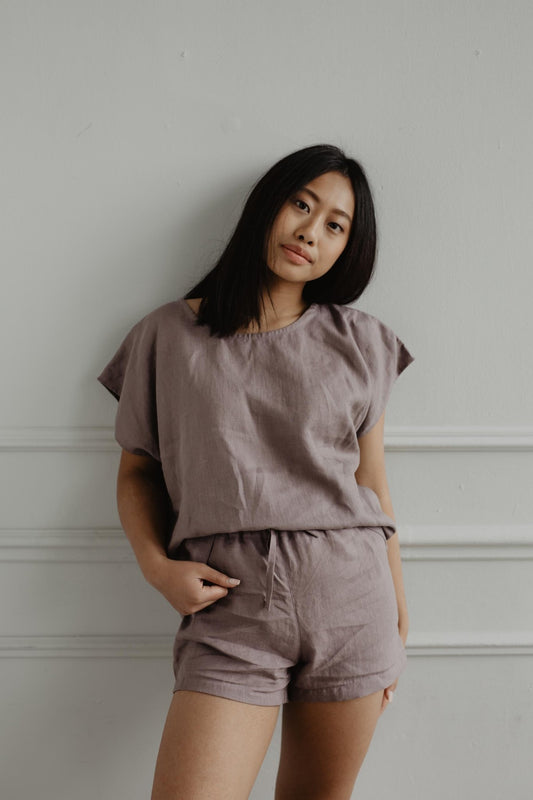 Short sleeve pajama set CLOUD NINE - Her Linen