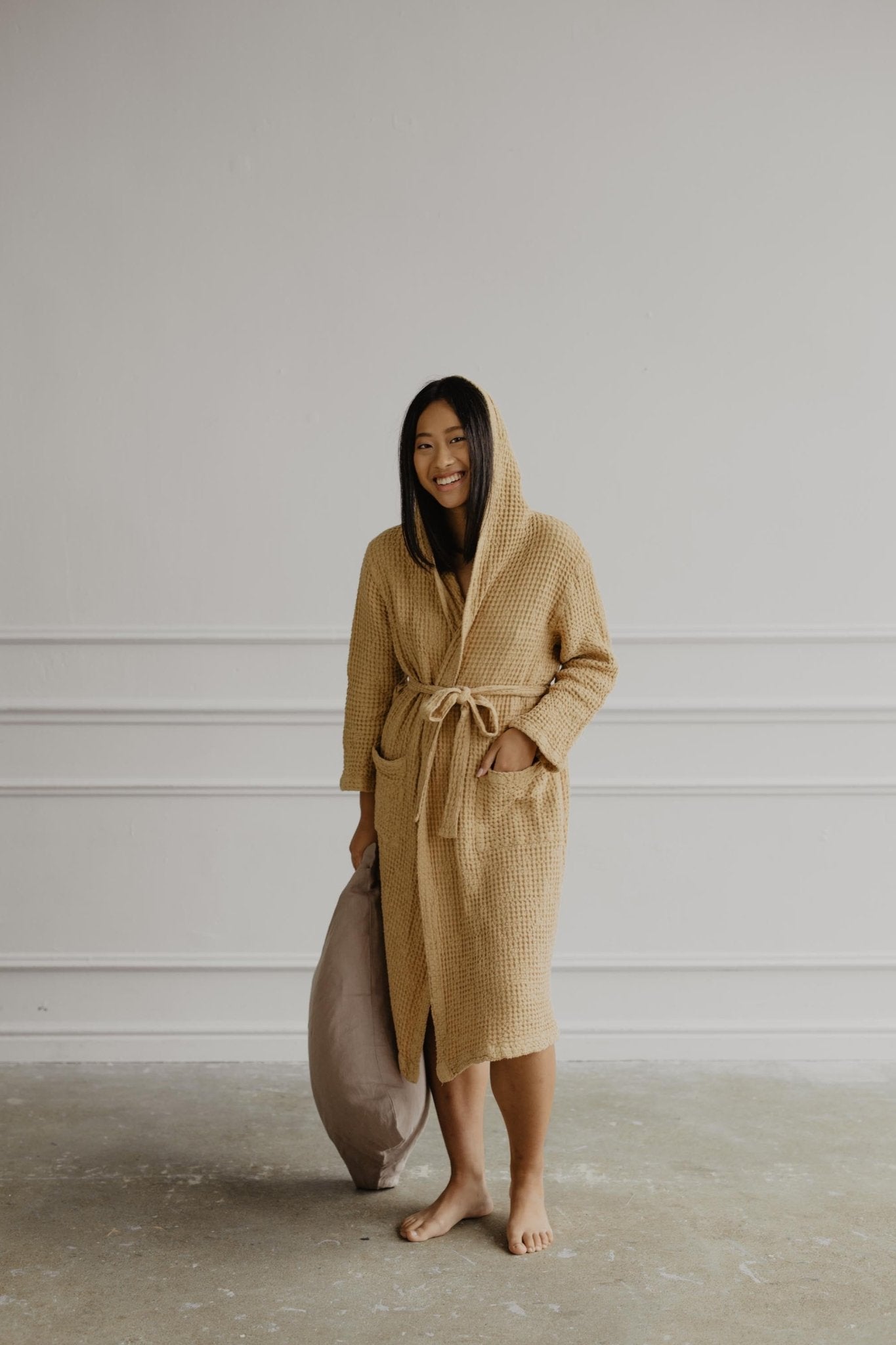 Waffle linen bathrobe Snuggle - Her Linen
