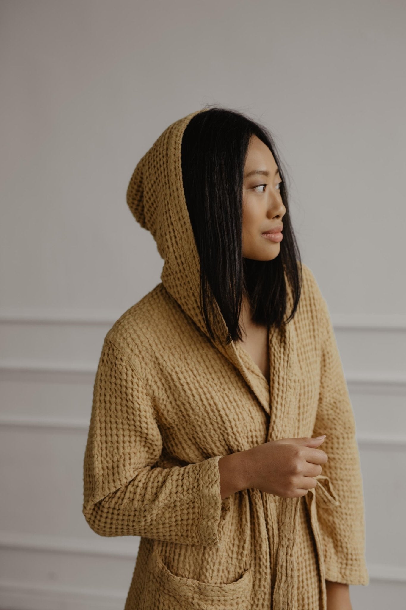 Waffle linen bathrobe Snuggle - Her Linen