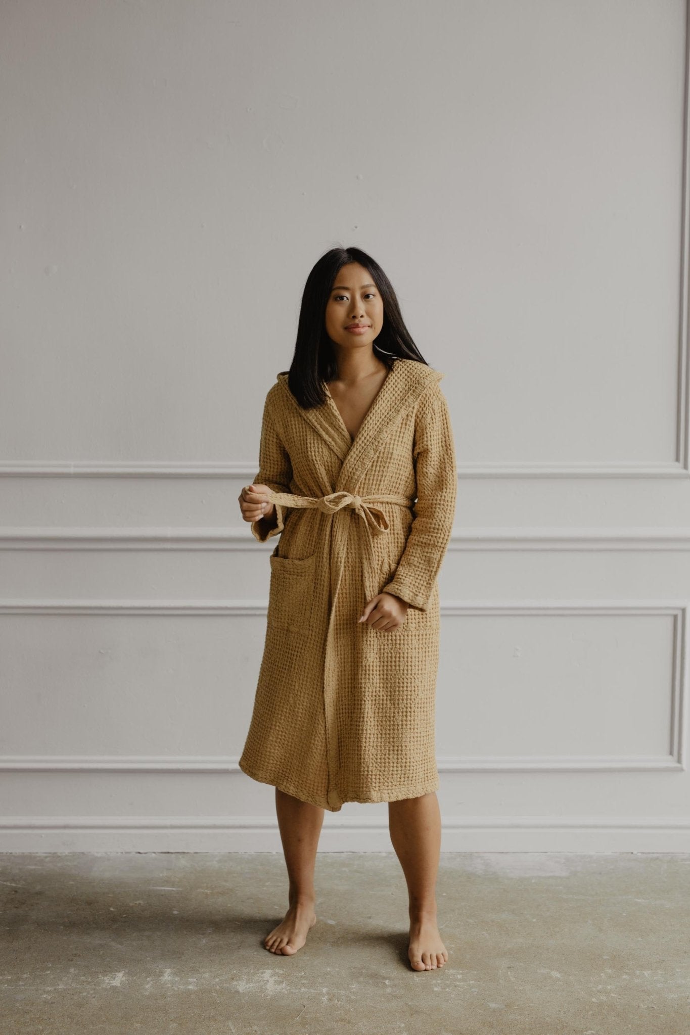 Waffle linen bathrobe Snuggle - Her Linen