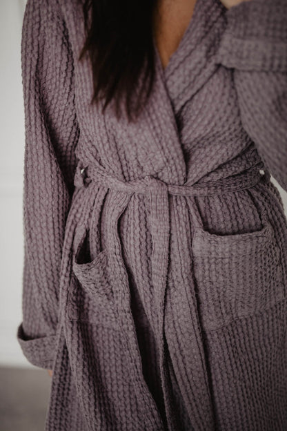Waffle linen bathrobe Snuggle - Her Linen