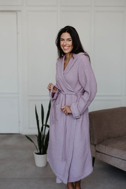 Waffle linen bathrobe Snuggle - Her Linen