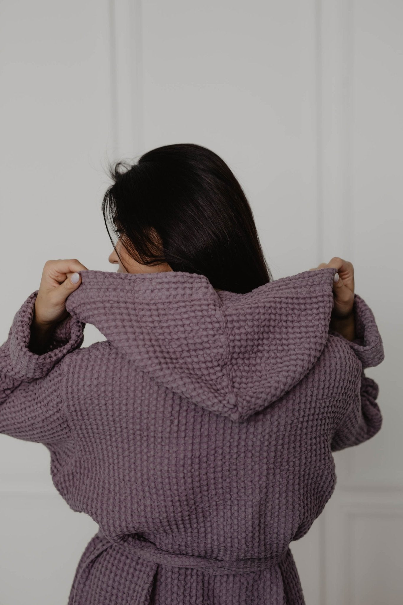 Waffle linen bathrobe Snuggle - Her Linen