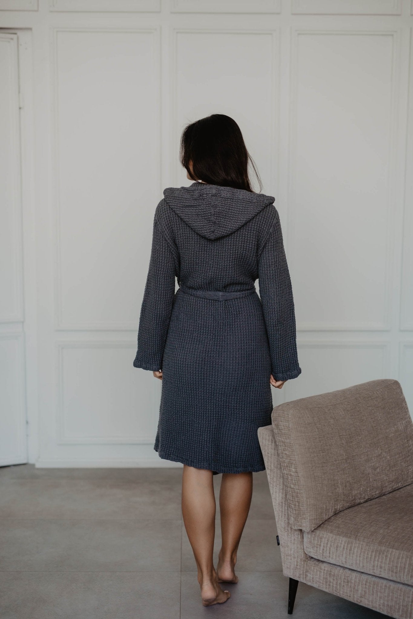 Waffle linen bathrobe Snuggle - Her Linen