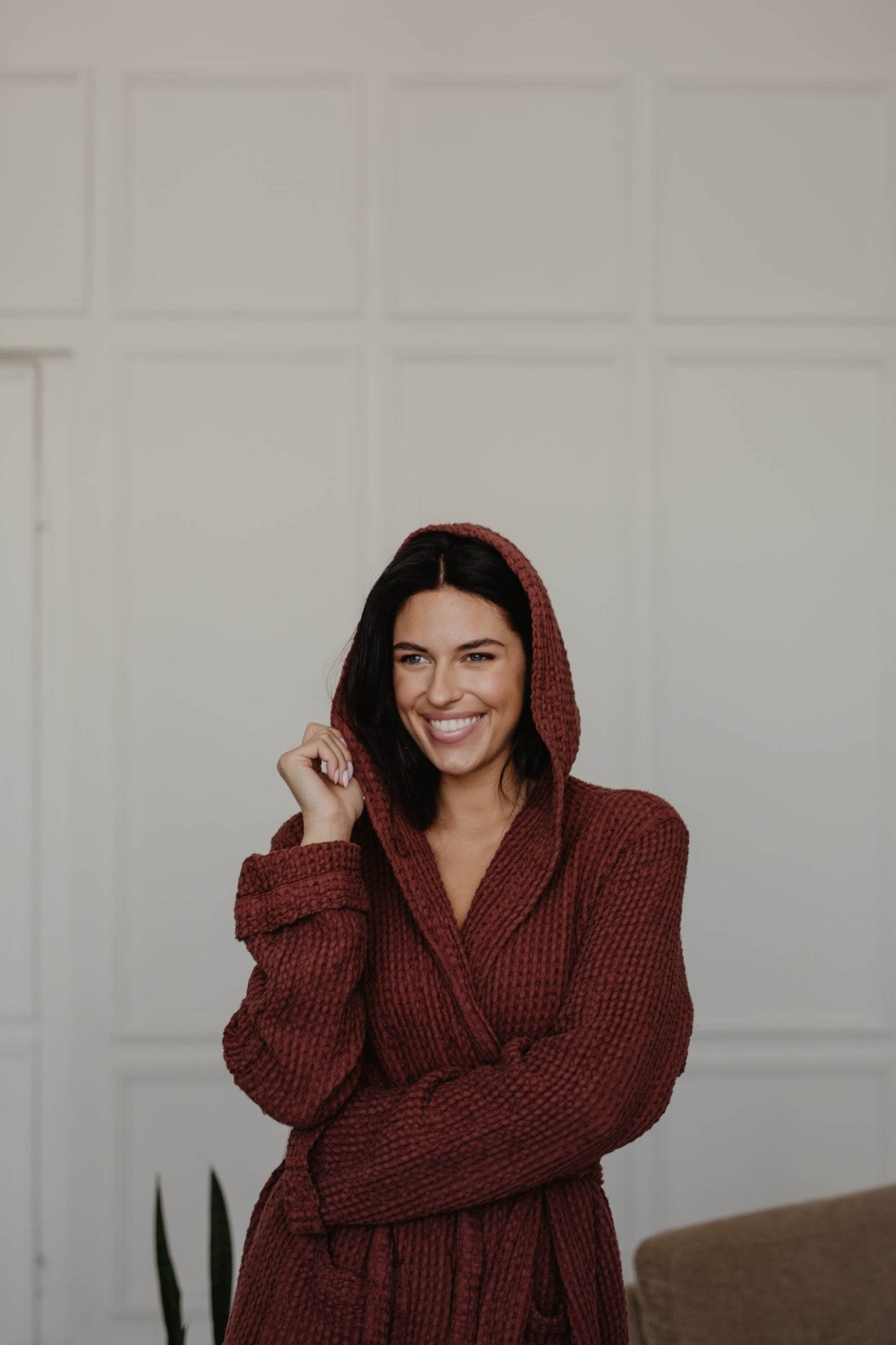 Waffle linen bathrobe Snuggle - Her Linen