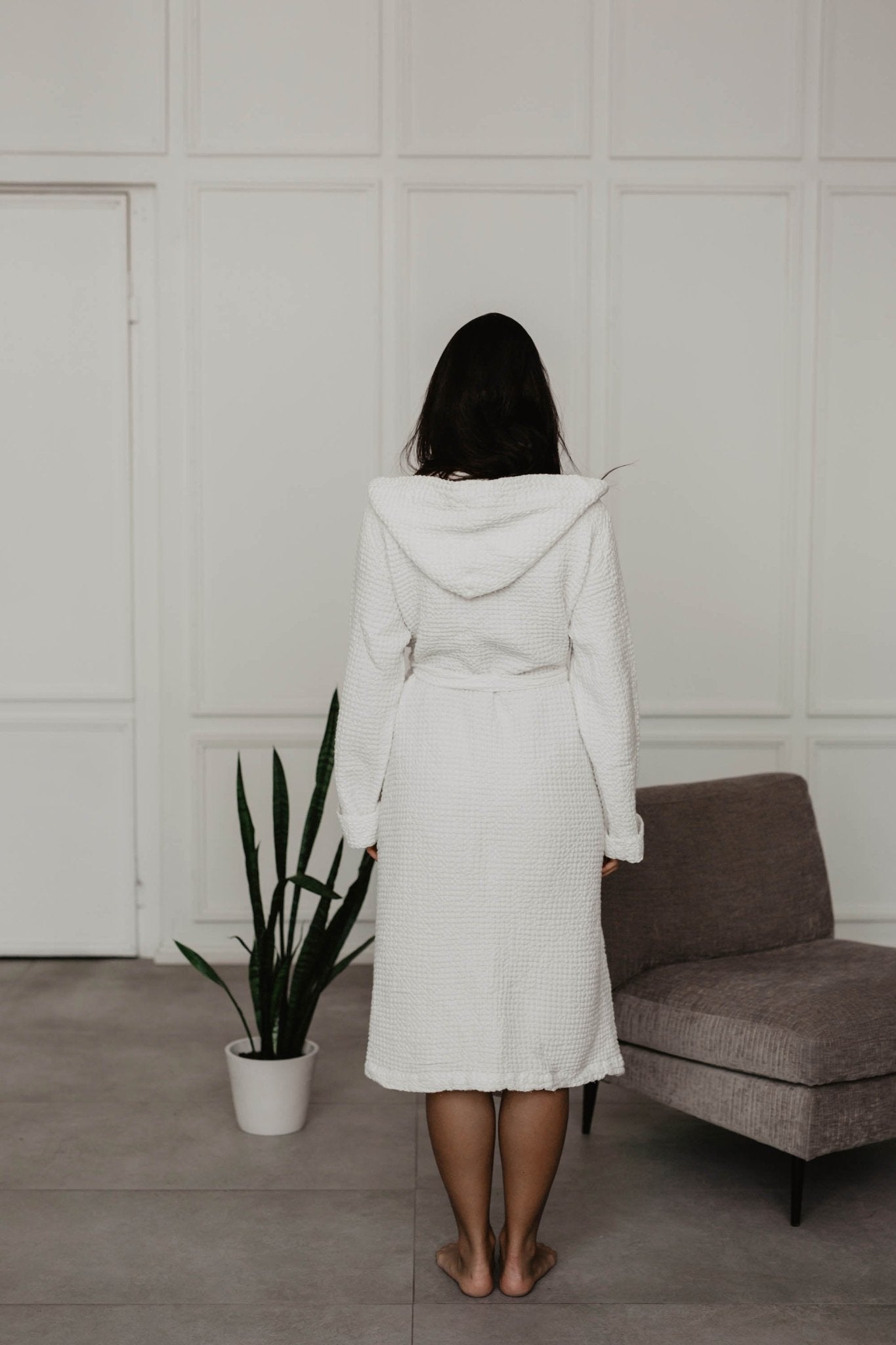 Waffle linen bathrobe Snuggle - Her Linen