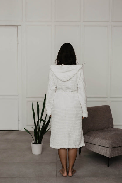 Waffle linen bathrobe Snuggle - Her Linen