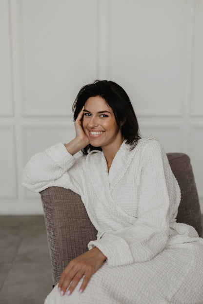 Waffle linen bathrobe Snuggle - Her Linen